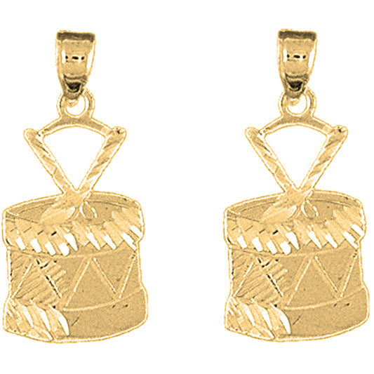 14K or 18K Gold 25mm Snare Drum Earrings