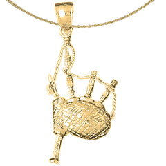 10K, 14K or 18K Gold Bagpipes Pendant