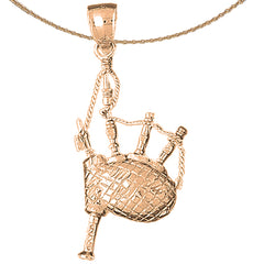 10K, 14K or 18K Gold Bagpipes Pendant