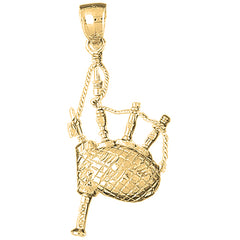 10K, 14K or 18K Gold Bagpipes Pendant