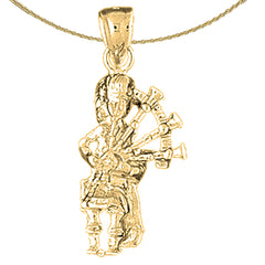 10K, 14K or 18K Gold Bagpipes Pendant