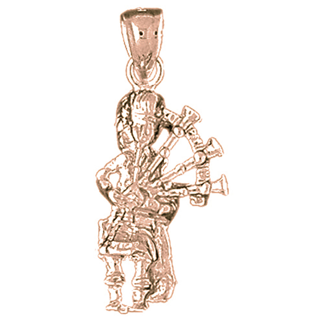 10K, 14K or 18K Gold Bagpipes Pendant
