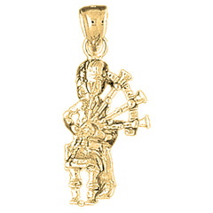 10K, 14K or 18K Gold Bagpipes Pendant