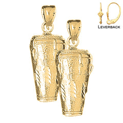 Sterling Silver 29mm Congas Earrings (White or Yellow Gold Plated)