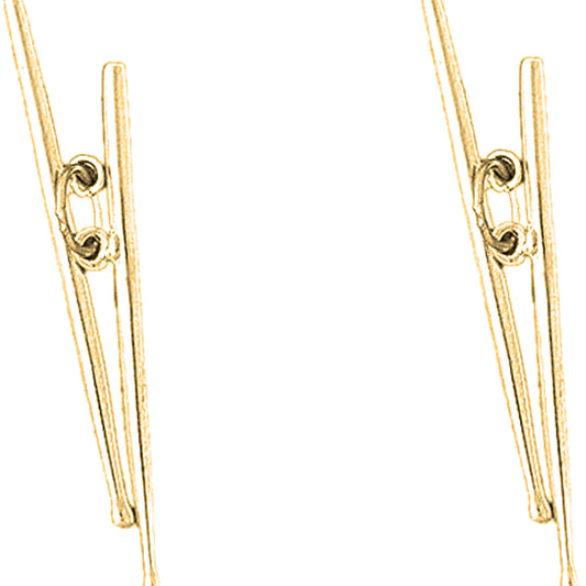 14K or 18K Gold 36mm Drum Sticks Earrings
