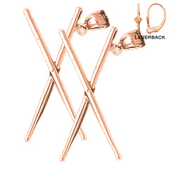 14K or 18K Gold 3D Drum Sticks Earrings