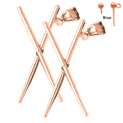 14K or 18K Gold 3D Drum Sticks Earrings