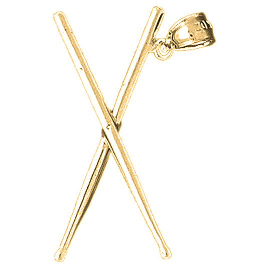 14K or 18K Gold 3D Drum Sticks Pendant