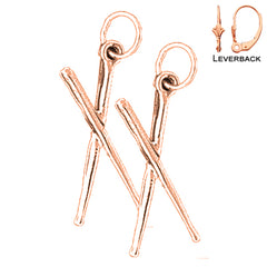14K or 18K Gold 3D Drum Sticks Earrings