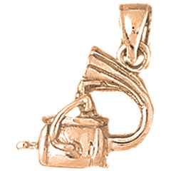 10K, 14K or 18K Gold 3D Record Player Pendant