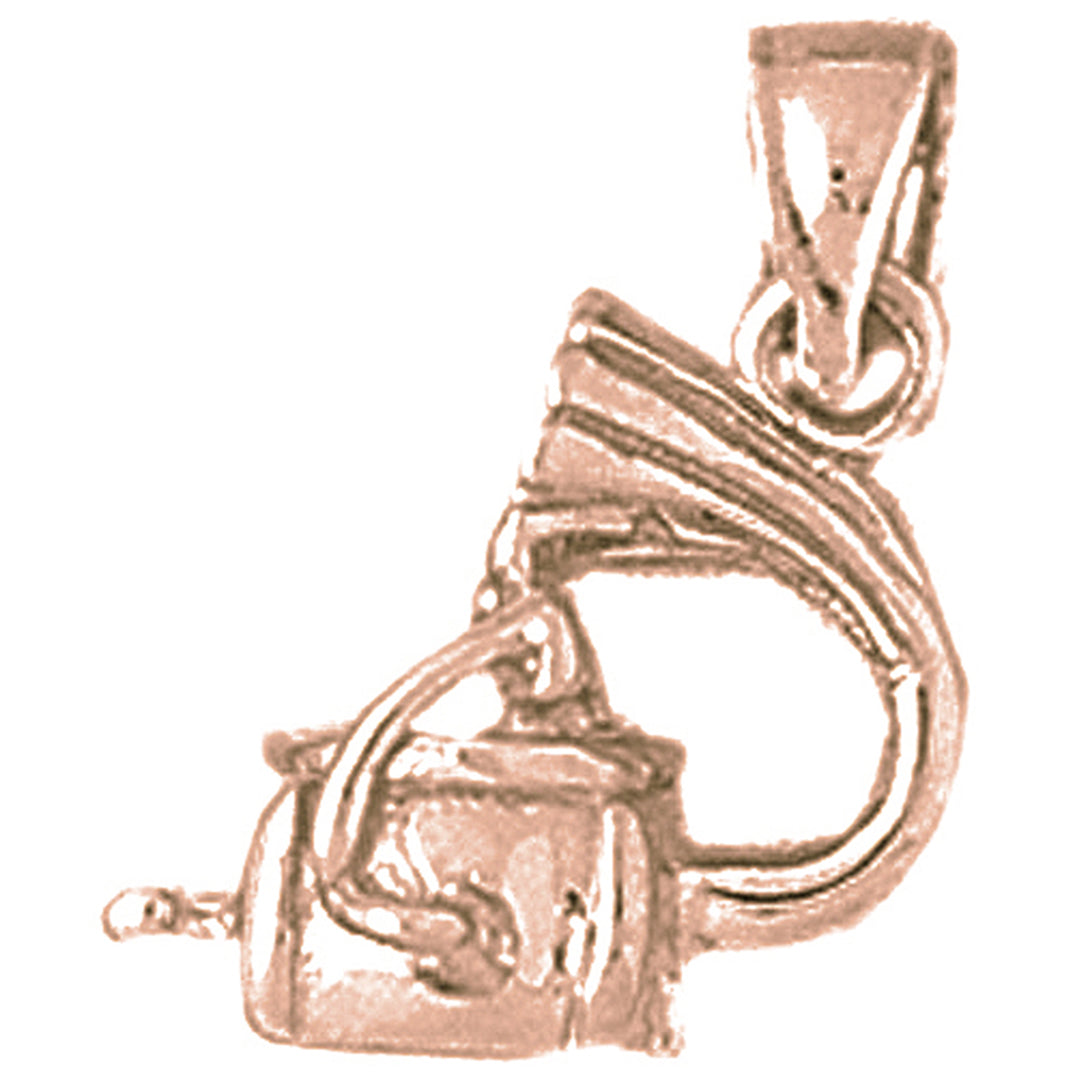 10K, 14K or 18K Gold 3D Record Player Pendant