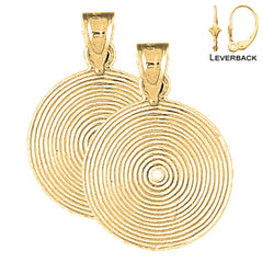 Sterling Silver 22mm Record Earrings (White or Yellow Gold Plated)
