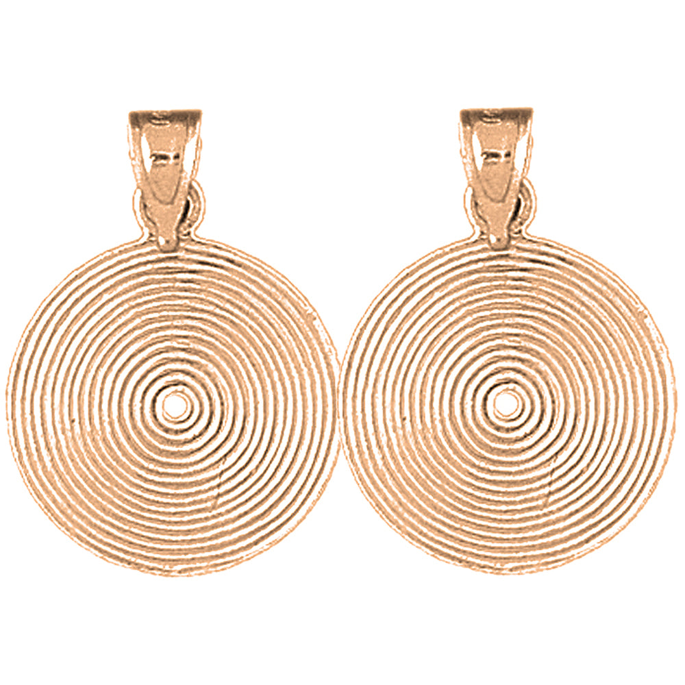 14K or 18K Gold 22mm Record Earrings