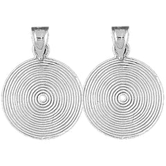 Sterling Silver 22mm Record Earrings