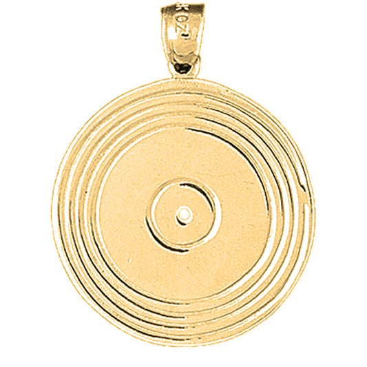10K, 14K or 18K Gold Record Pendant