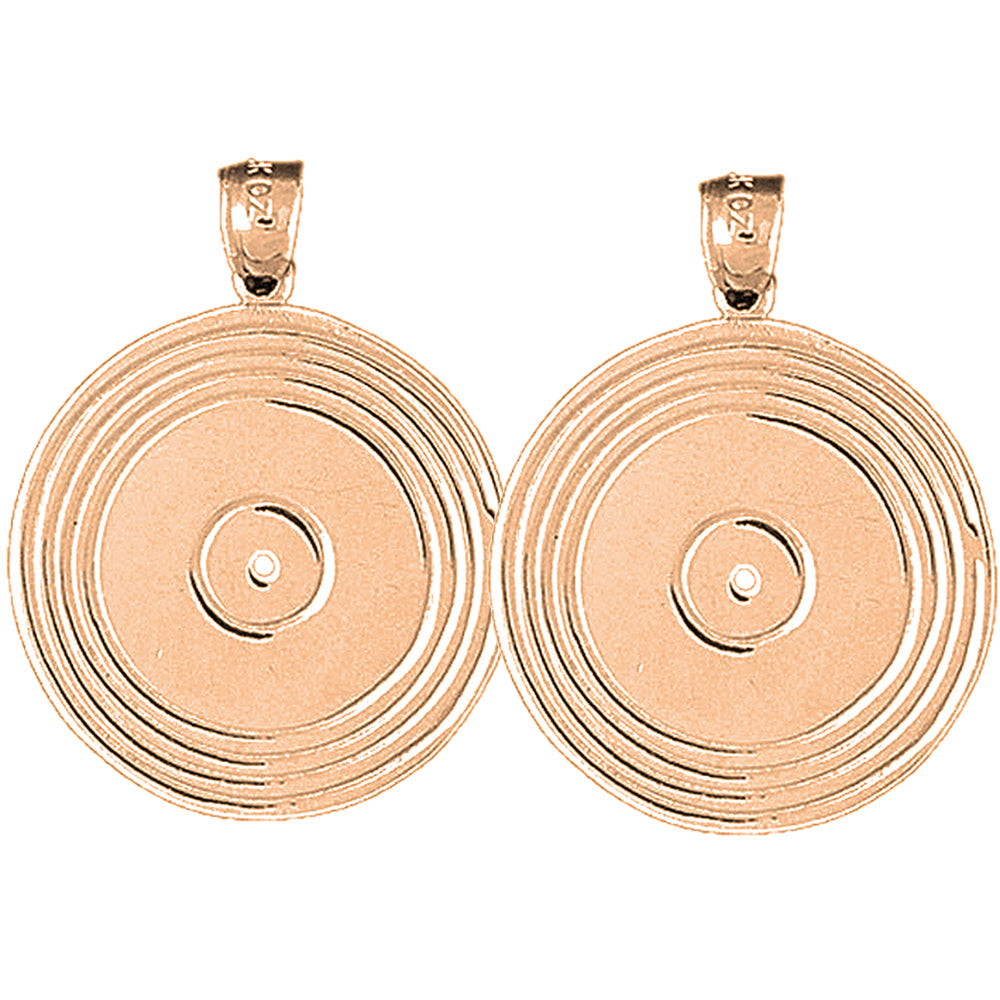 14K or 18K Gold 30mm Record Earrings