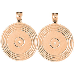 14K or 18K Gold 30mm Record Earrings