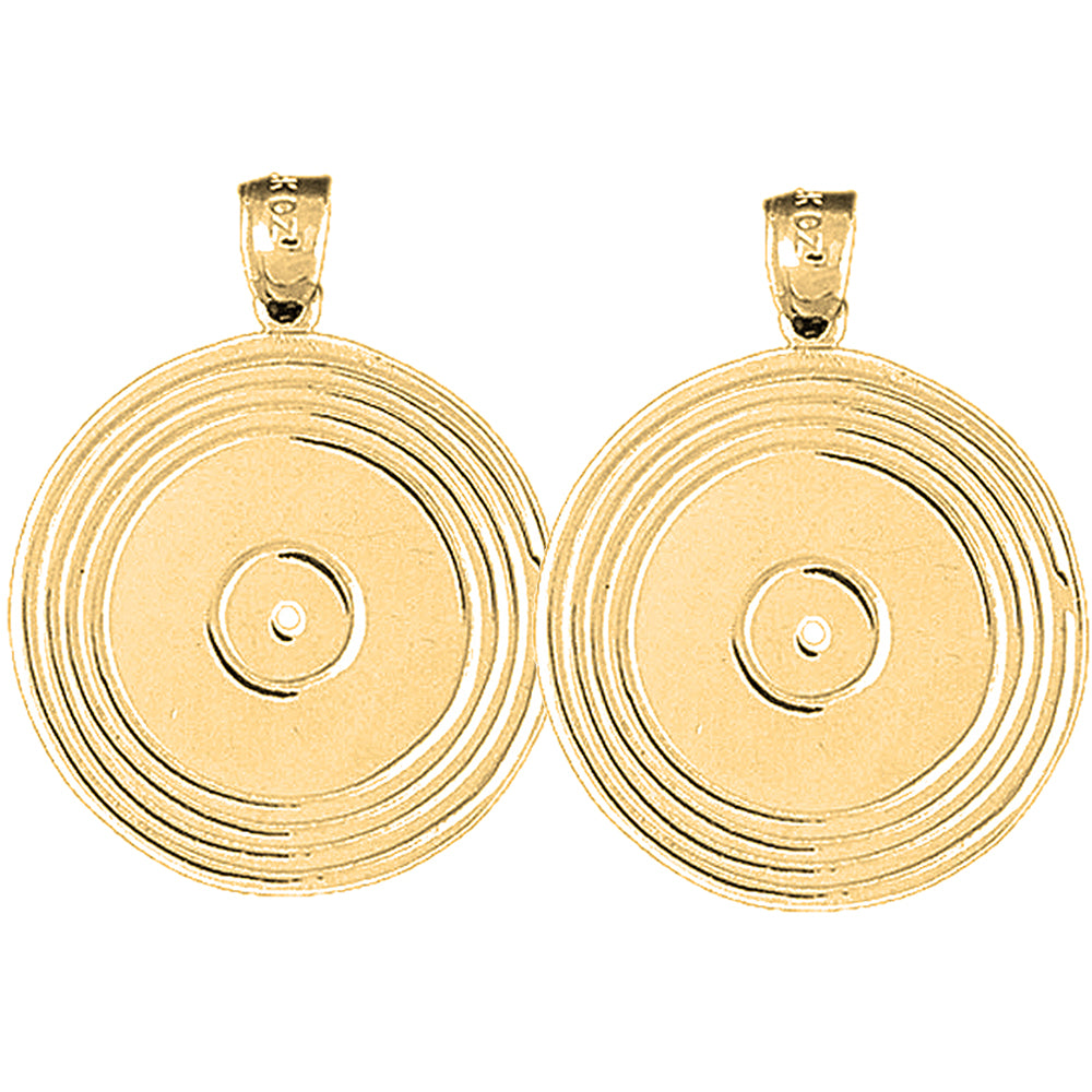 14K or 18K Gold 30mm Record Earrings