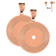 14K or 18K Gold Record Earrings