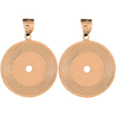 14K or 18K Gold 33mm Record Earrings