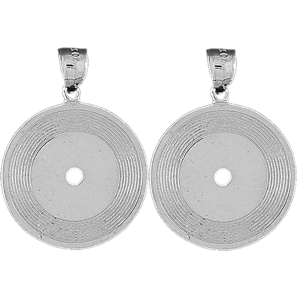 Sterling Silver 33mm Record Earrings