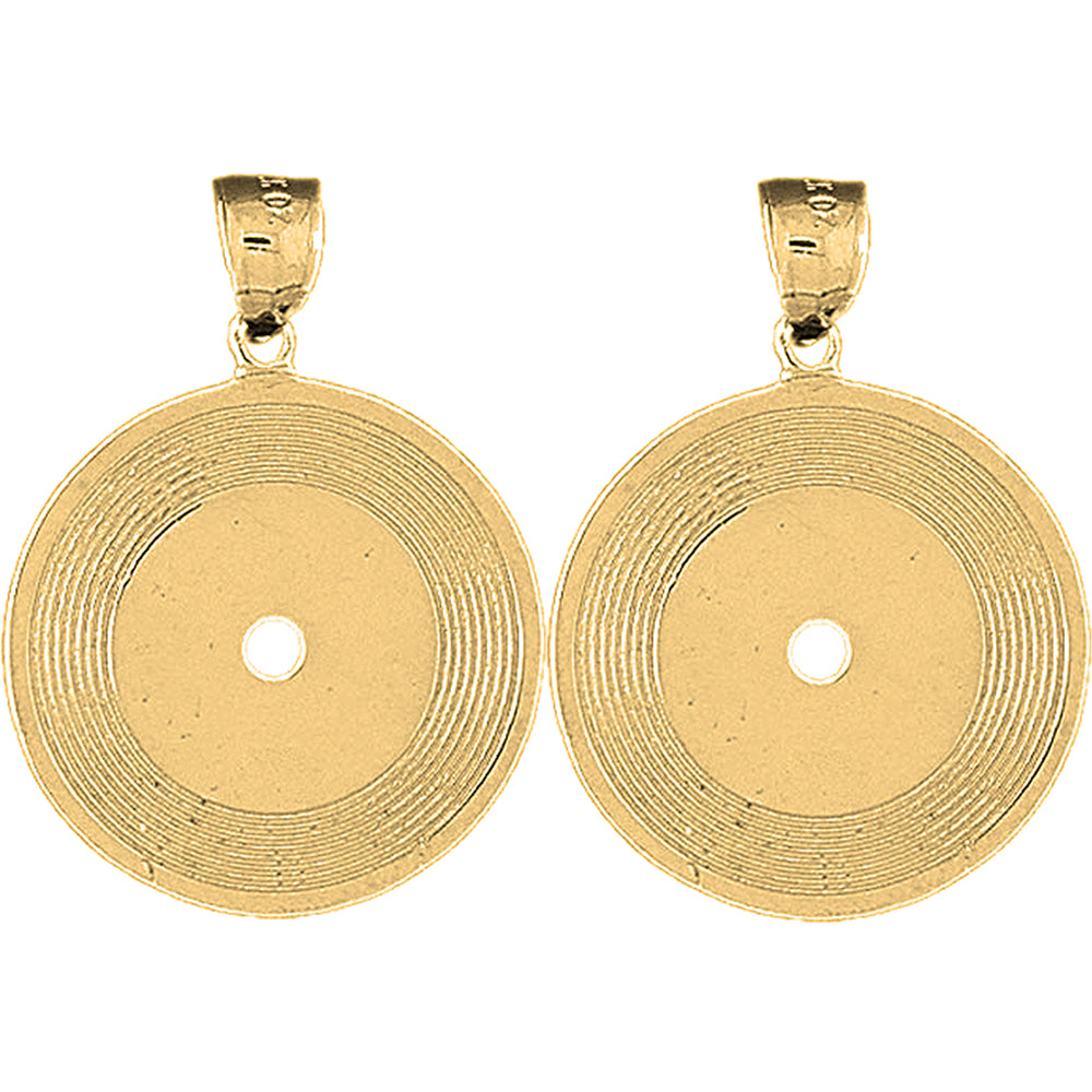 14K or 18K Gold 33mm Record Earrings