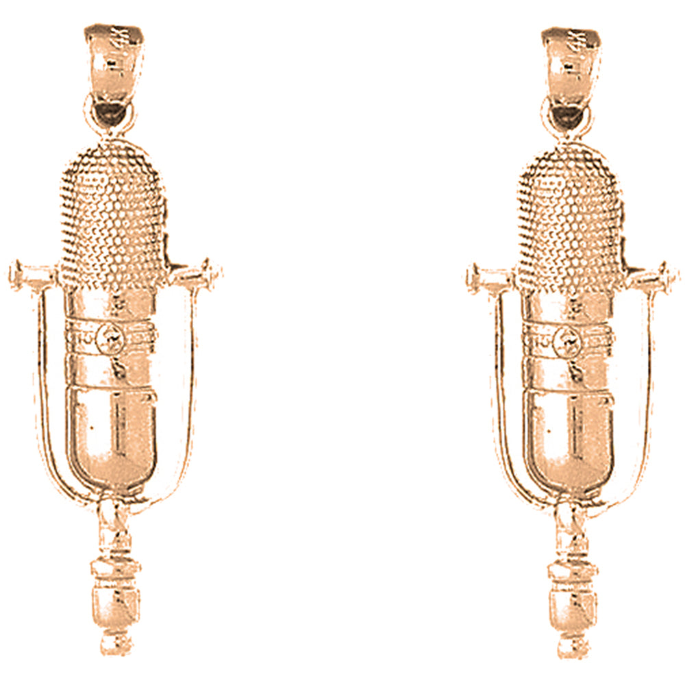 14K or 18K Gold 39mm Microphone Earrings