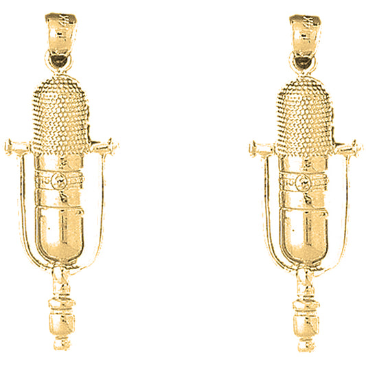 14K or 18K Gold 39mm Microphone Earrings