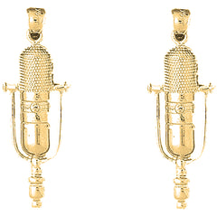 Yellow Gold-plated Silver 39mm Microphone Earrings