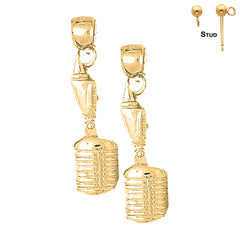 Sterling Silver 32mm Microphone Earrings (White or Yellow Gold Plated)