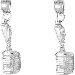 Sterling Silver 32mm Microphone Earrings
