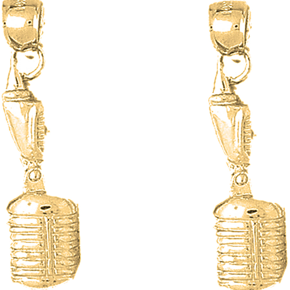 14K or 18K Gold 32mm Microphone Earrings