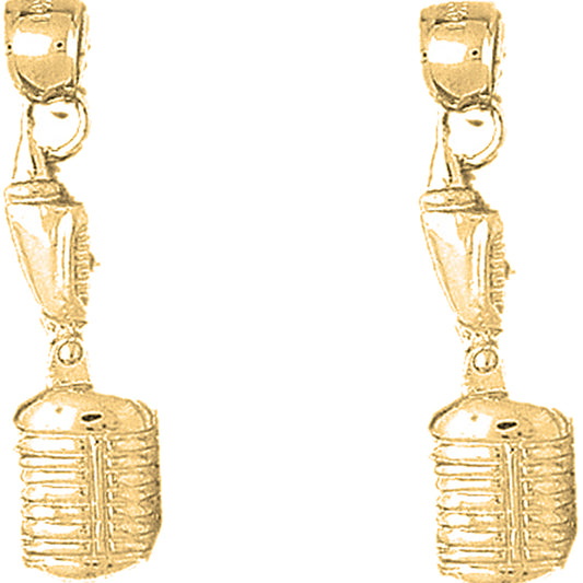 14K or 18K Gold 32mm Microphone Earrings