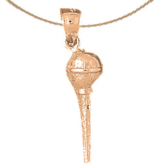 10K, 14K or 18K Gold 3D Microphone Pendant