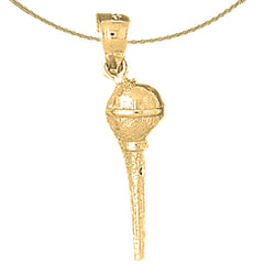 10K, 14K or 18K Gold 3D Microphone Pendant