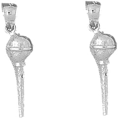 14K or 18K Gold 26mm 3D Microphone Earrings