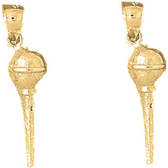Yellow Gold-plated Silver 26mm 3D Microphone Earrings
