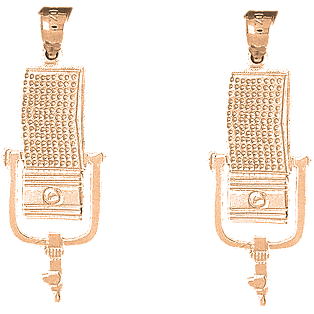 14K or 18K Gold 36mm Microphone Earrings