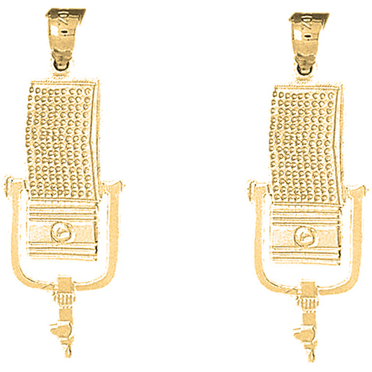 14K or 18K Gold 36mm Microphone Earrings