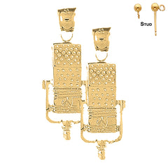 Sterling Silver 32mm Microphone Earrings (White or Yellow Gold Plated)
