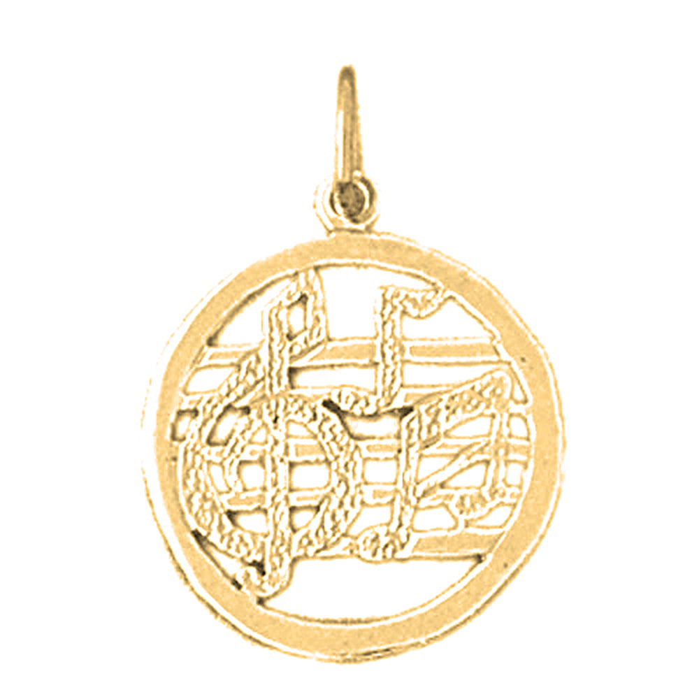 14K or 18K Gold Musical Notes Pendant