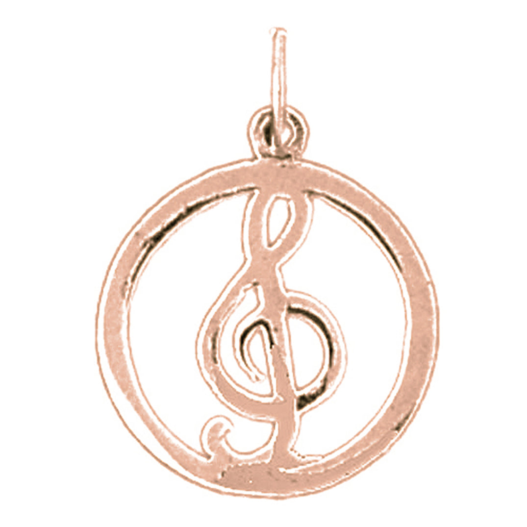 14K or 18K Gold Treble Clef Pendant