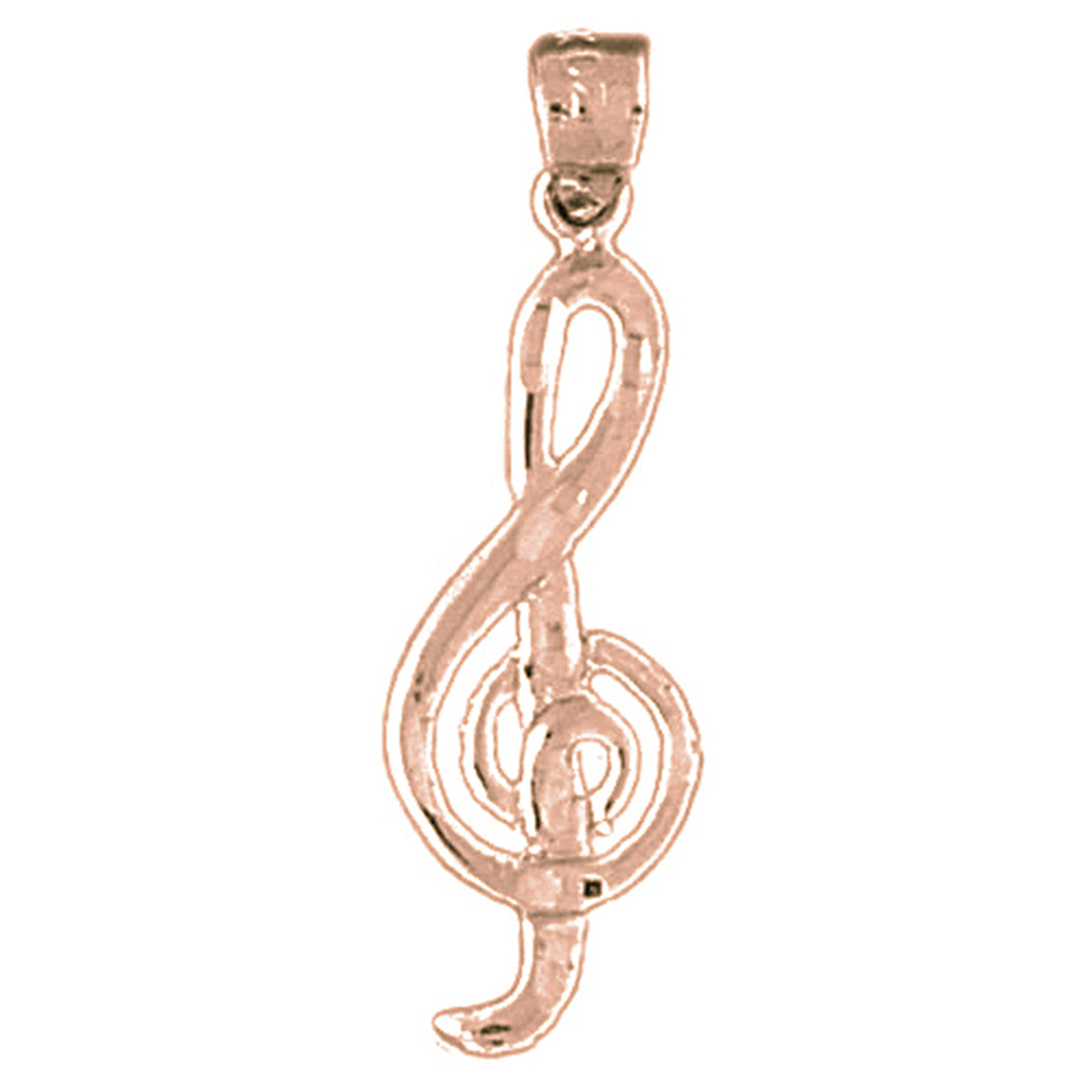 14K or 18K Gold Treble Clef Pendant