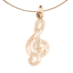 14K or 18K Gold Treble Clef Pendant