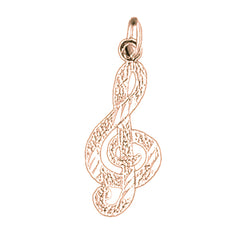 14K or 18K Gold Treble Clef Pendant