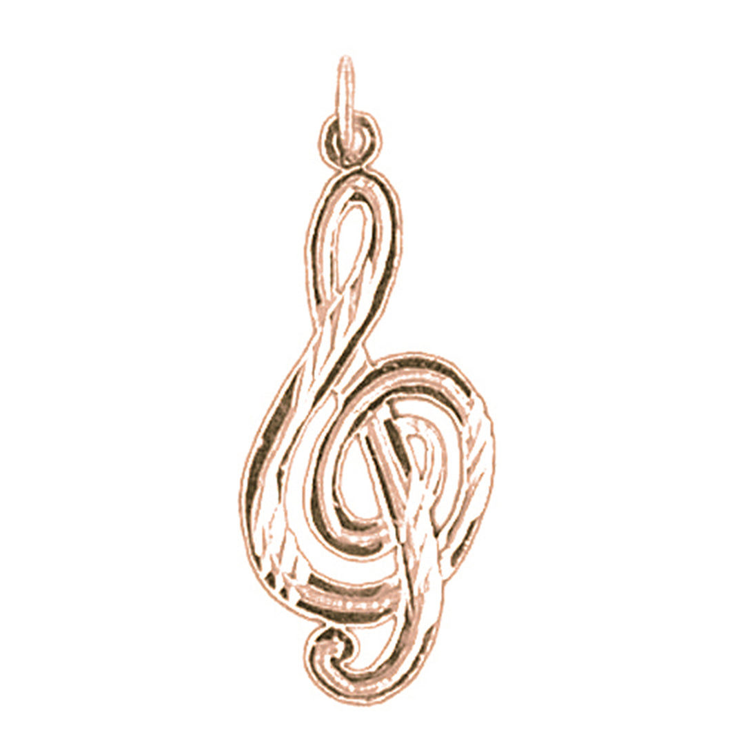 14K or 18K Gold Treble Clef Pendant