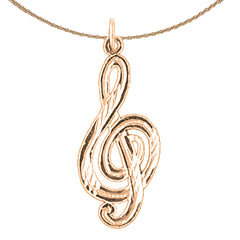 14K or 18K Gold Treble Clef Pendant