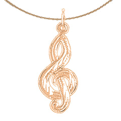 14K oder 18K Gold Violinschlüssel Anhänger