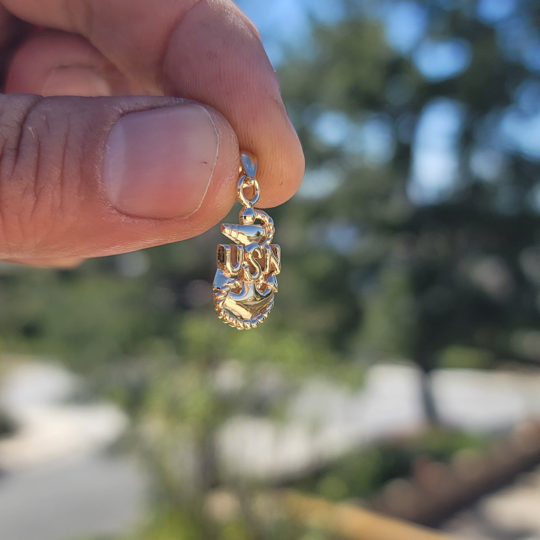 14K or 18K Gold USN United States Navy Pendant