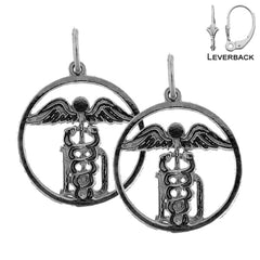 14 K oder 18 K Gold 21 mm MD Caduceus Ohrringe